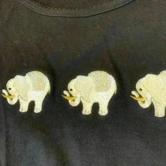 Vintage Bonworth Short Sleeve Embroidered Elephant Oversized Petite Small - Picture 2 of 6